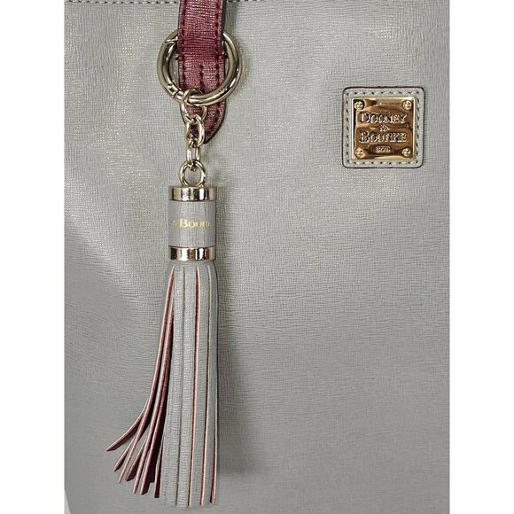 Dooney & Bourke Women's Gray Pebbled Leather Tassel Hadley Tote Bag L 1917 - Picture 10 of 16